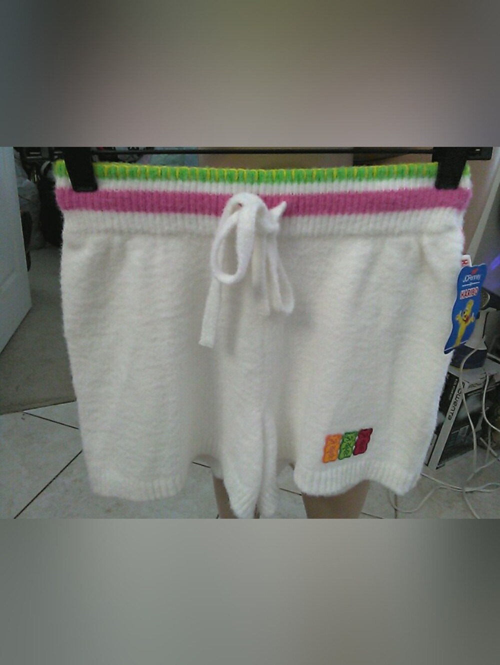 NWT HARIBO JC Penney White Shorts Pink, Green & Yellow Trim CRAZY SOFT SZ.XS